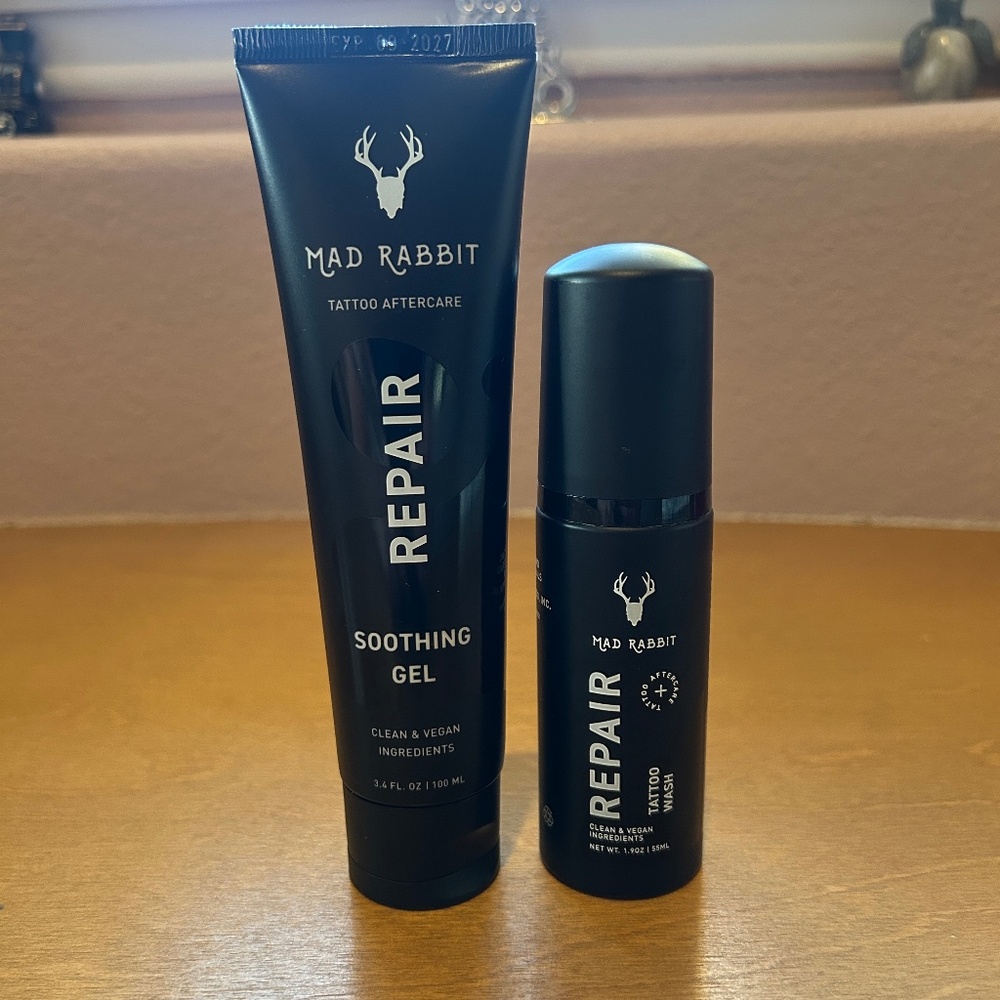 Mad Rabbit Repair Soothing Gel and Tattoo Wash for New Tattoos
